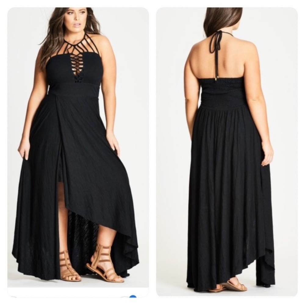 Elegant Black Halter Maxi Dress